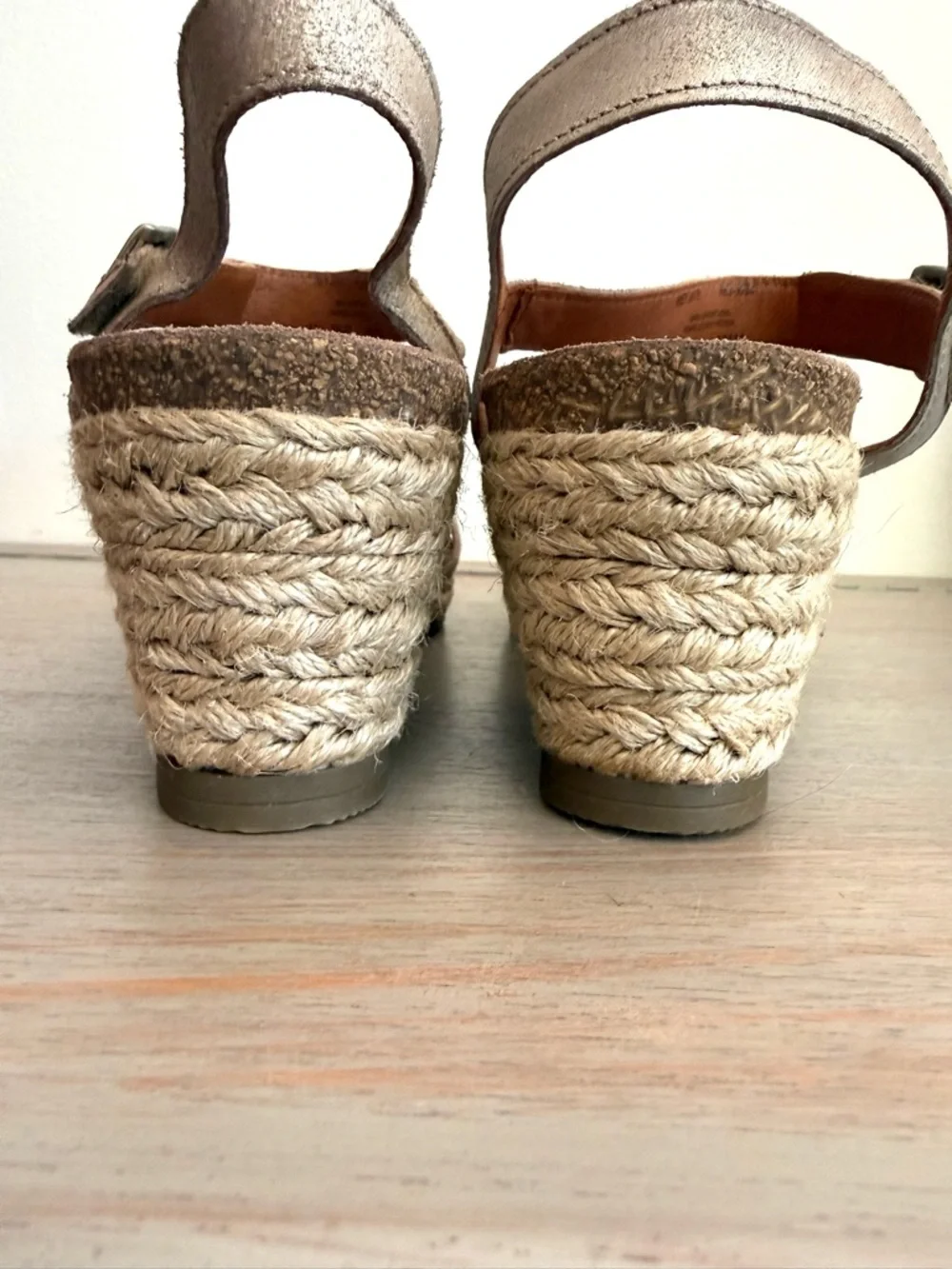 Taos Hey Jute Trulie Wedge Espadrille Sandals Champagne Ankle Strap EU 42 US 11